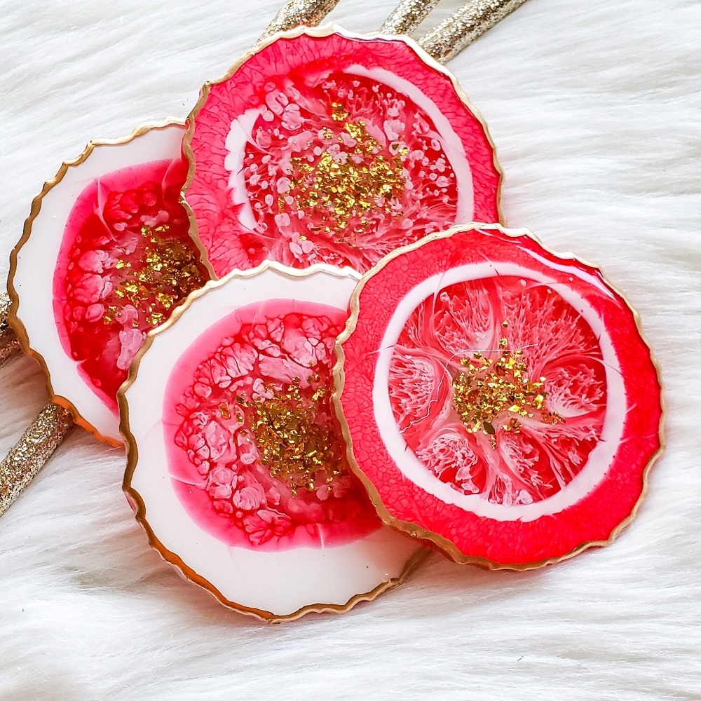 SOLD, Resin Geode Coasters, Set of 4 - Picture 4 of 11